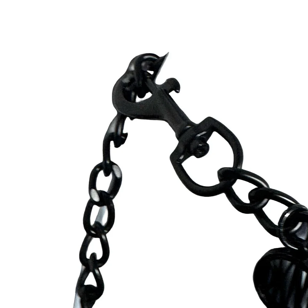 DKNY vintage Subway Token Logo Black Metal Chain Charm Belt 42